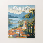 Paraty Brazil Travel Art Vintage Jigsaw Puzzle<br><div class="desc">Paraty retro vector travel design. Paraty is a small town backed by mountains on Brazil's Costa Verde,  between Rio de Janeiro and São Paulo.</div>