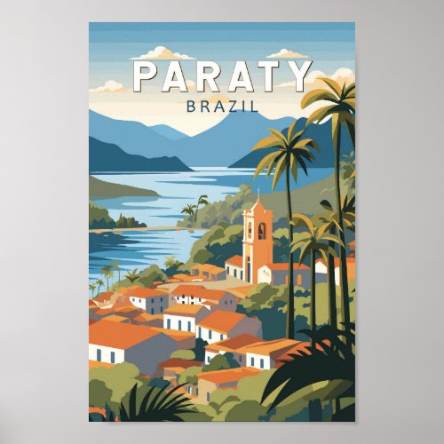 Paraty Brazil Travel Art Vintage Poster