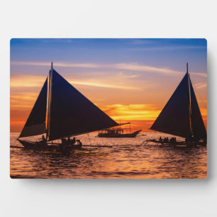 Paraw Sailing At Sunset Phillipines Plaque