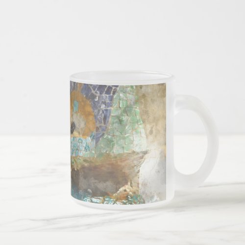 Parc Guell Barcelona Spain Mosaic Lizard Frosted Glass Coffee Mug