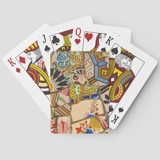 Parc Guell Ceramic Tile in Barcelona Spain Poker Cards (Back)