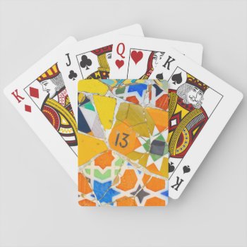 Parc Guell Ceramic Tiles In Barcelona Spain Playing Cards by bbourdages at Zazzle