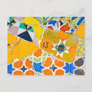 Parc Guell Ceramic Tiles in Barcelona Spain Postcard