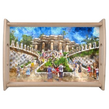 Parc Guell In Barcelona Spain Serving Tray by bbourdages at Zazzle