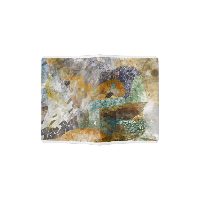 Parc Guell Lizard in Barcelona Spain Passport Holder (Opened)