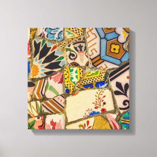 Parc Guell Tiles in Barcelona Spain Canvas Print