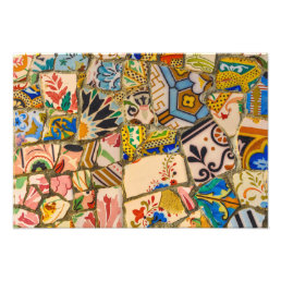 Parc Guell Tiles in Barcelona Spain Photo Print