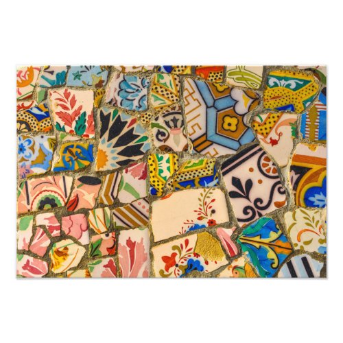 Parc Guell Tiles in Barcelona Spain Photo Print