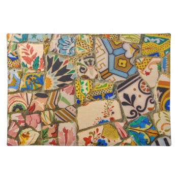 Parc Guell Tiles In Barcelona Spain Placemat by bbourdages at Zazzle