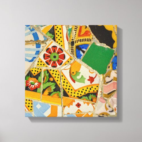 Parc Guell Yellow Ceramic Tiles in Barcelona Spain Canvas Print