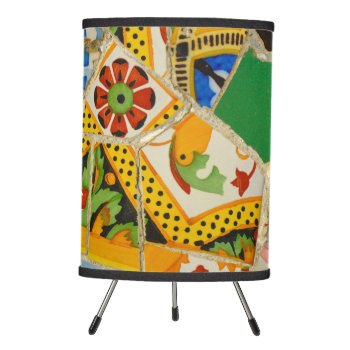 Parc Guell Yellow Ceramic Tiles In Barcelona Spain Tripod Lamp by bbourdages at Zazzle
