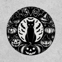 Parche de Halloween con gato negro