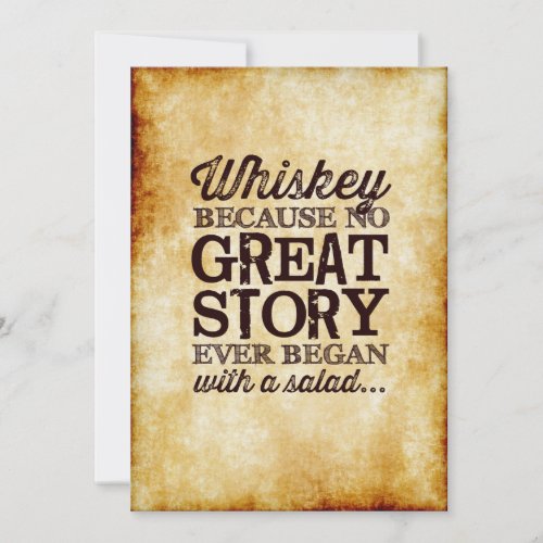 Parchment 5x7 Table Sign Whiskey Because Invitation