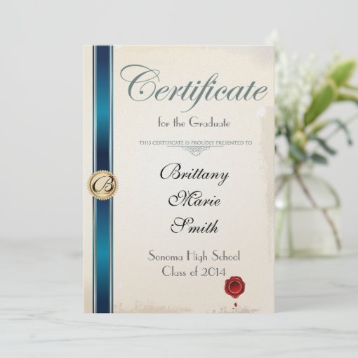 Parchment Certificate Graduation Invitation Zazzle