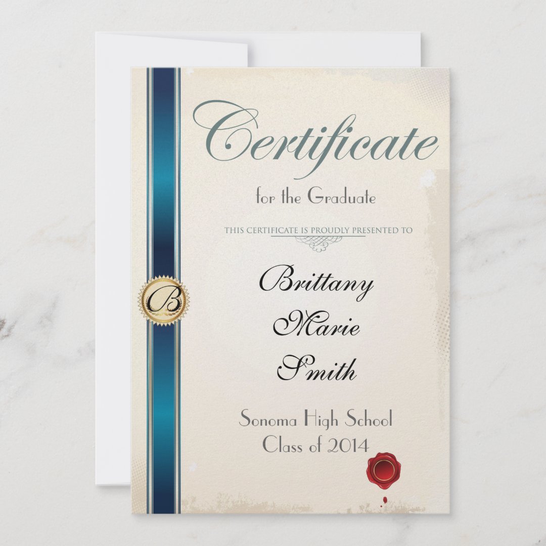 Parchment Certificate Graduation Invitation Zazzle