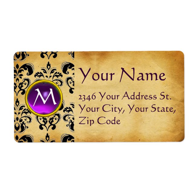 PARCHMENT DAMASK GEM LABEL (Front)