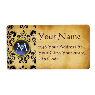 PARCHMENT DAMASK GEM LABEL