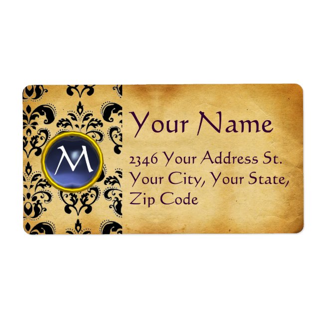 PARCHMENT DAMASK GEM LABEL (Front)