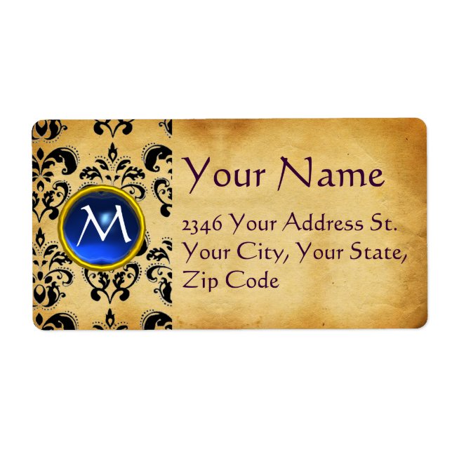 PARCHMENT DAMASK GEM LABEL (Front)