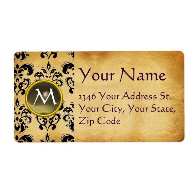 PARCHMENT DAMASK GEM LABEL (Front)