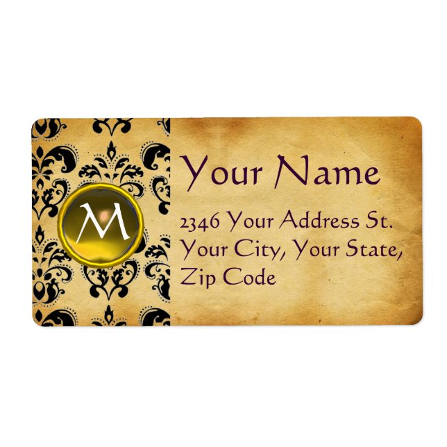 PARCHMENT DAMASK GEM LABEL (Front)