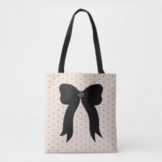 Parchment Dot Combo Black Custom Shoulder Tote Bag