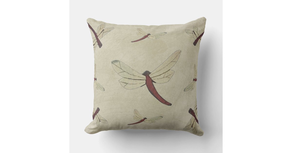 Parchment Dragonflies Outdoor Pillow Zazzle