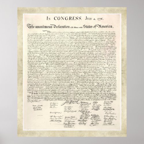 Parchment Framed Declaration Of Independence Poster