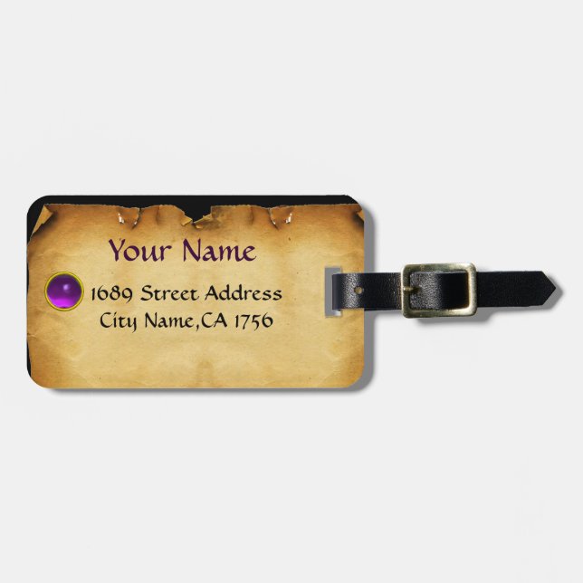 PARCHMENT GEM purple Luggage Tag (Front Horizontal)