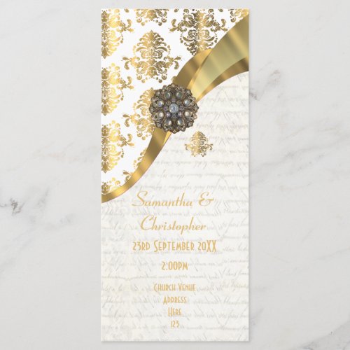 Parchment gold and white church wedding program