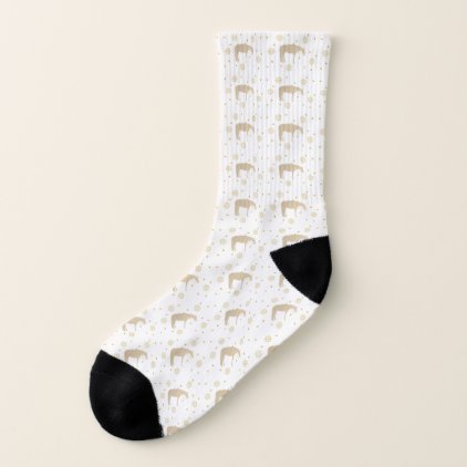 Parchment Gold White Western Horse Silhouette Socks