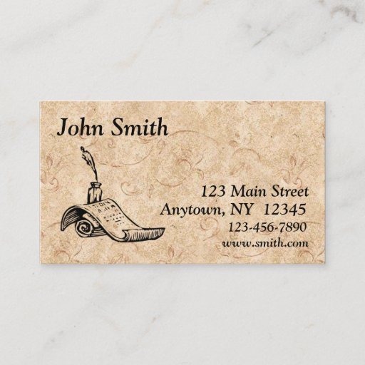 Customizable Parchment Inkwell Business Card
