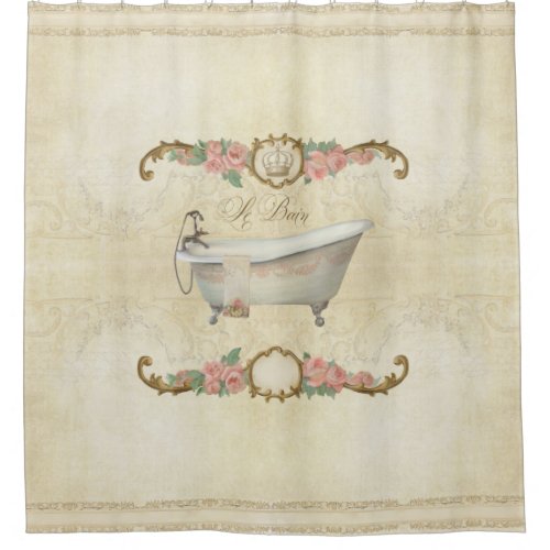 Parchment Le Bain Romantic Bath Rose Home Decor Shower Curtain