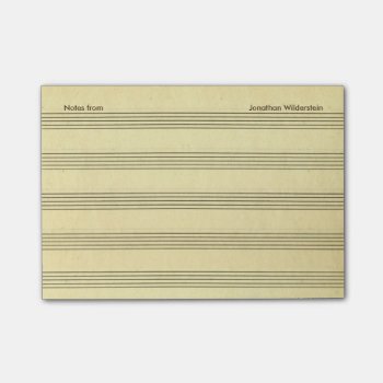 Parchment Look Music Staff Optional Text And Name Post-it Notes by missprinteditions at Zazzle