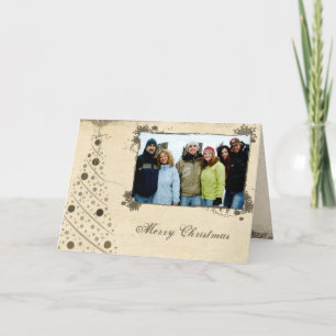 Parchment Merry Christmas Card With Your Photo
