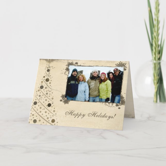 Parchment Merry Christmas Card With Your Photo (Front)
