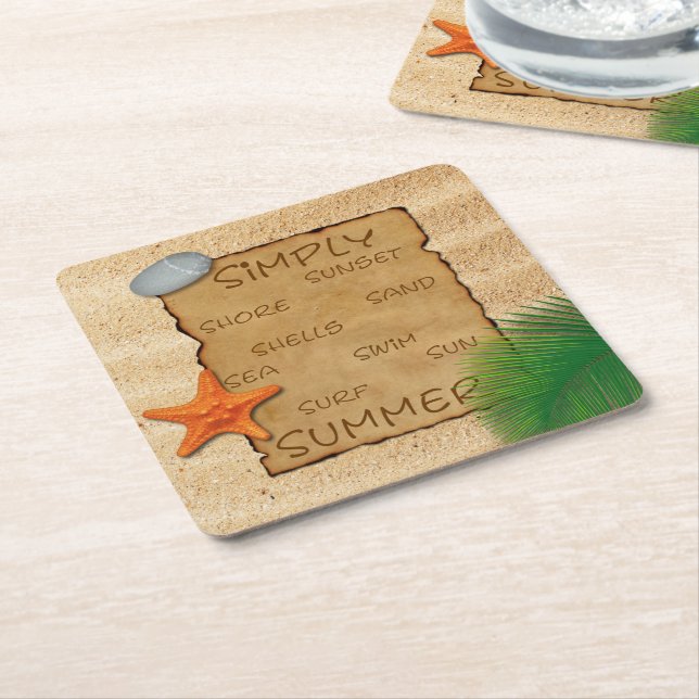 Parchment on Sand Background - Paper Coaster (Angled)