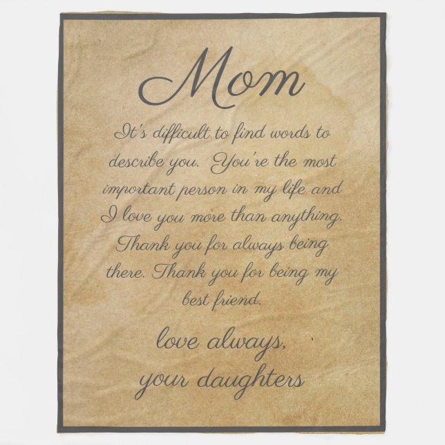 Parchment Paper Background with Script Message Fleece Blanket (Front)