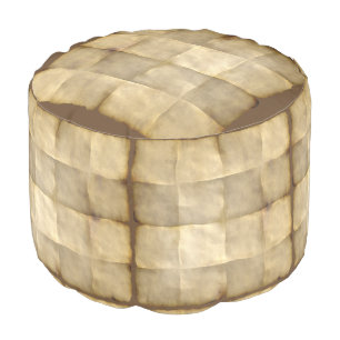 Parchment paper look brown round pouf