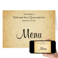 Parchment Pattern Design Wedding Menu