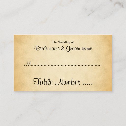 Customizable Parchment Pattern Design Wedding Place Cards Business Card