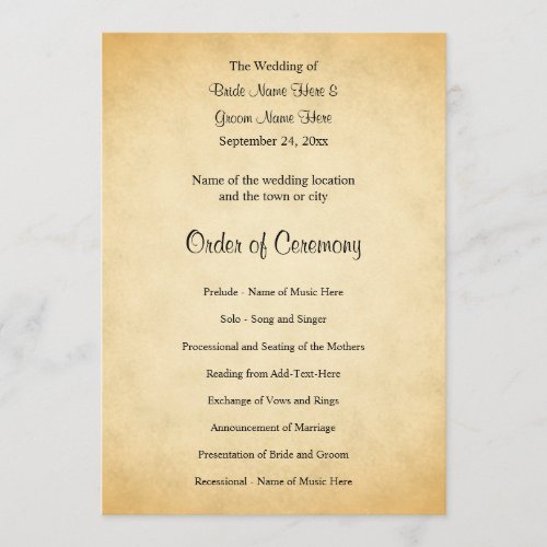 Parchment Pattern Design Wedding Program