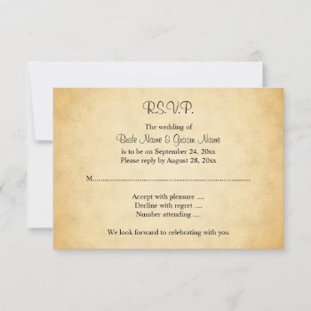 Parchment Pattern Design Wedding Rsvp Card by Metarla_Weddings at Zazzle