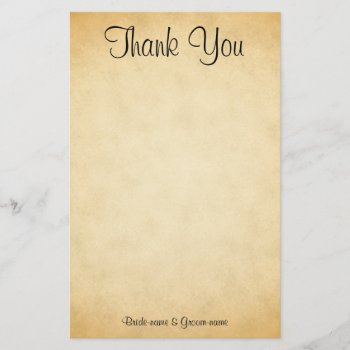 Parchment Pattern Design Wedding Thank You Stationery by Metarla_Weddings at Zazzle