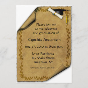 Parchment Scroll Graduation Invitation