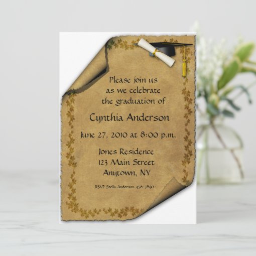 Parchment Scroll Graduation Invitation Zazzle