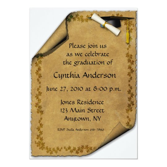 Parchment Scroll Graduation Invitation