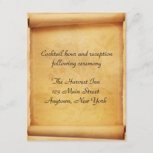 Parchment Scroll Reception Card