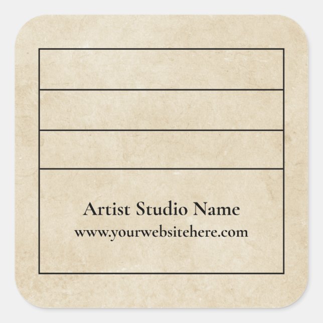 Parchment Square Back of Artwork Label Sticker (Front)