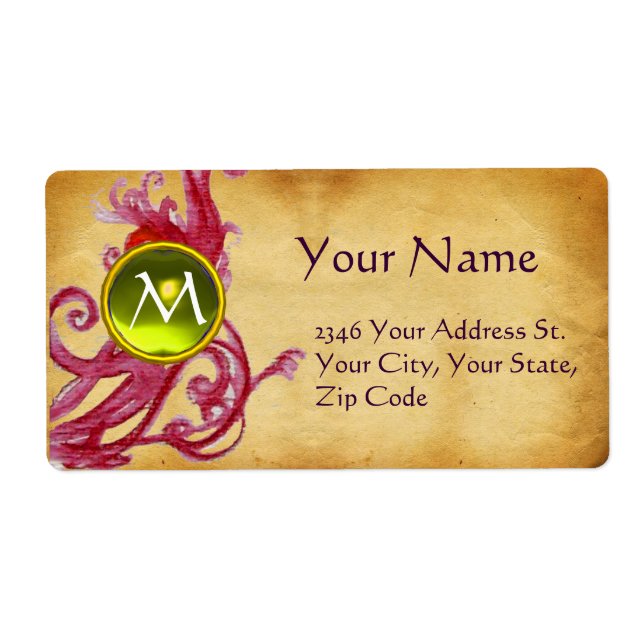 PARCHMENT SWIRL GEM MONOGRAM LABEL (Front)
